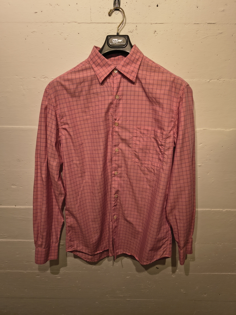 Ermenegildo Zegna Men’s M Pink Plaid Cotton Shirt Made in Italy